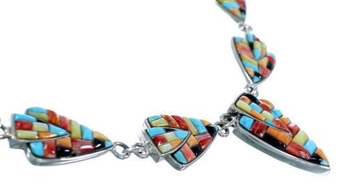 Sterling Silver Multicolor Link Necklace Earrings Jewelry Set RS34221
